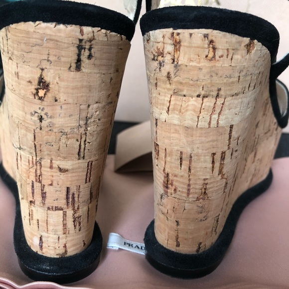 Prada Suede and Cork Platform Sandals - Picture 4 of 8